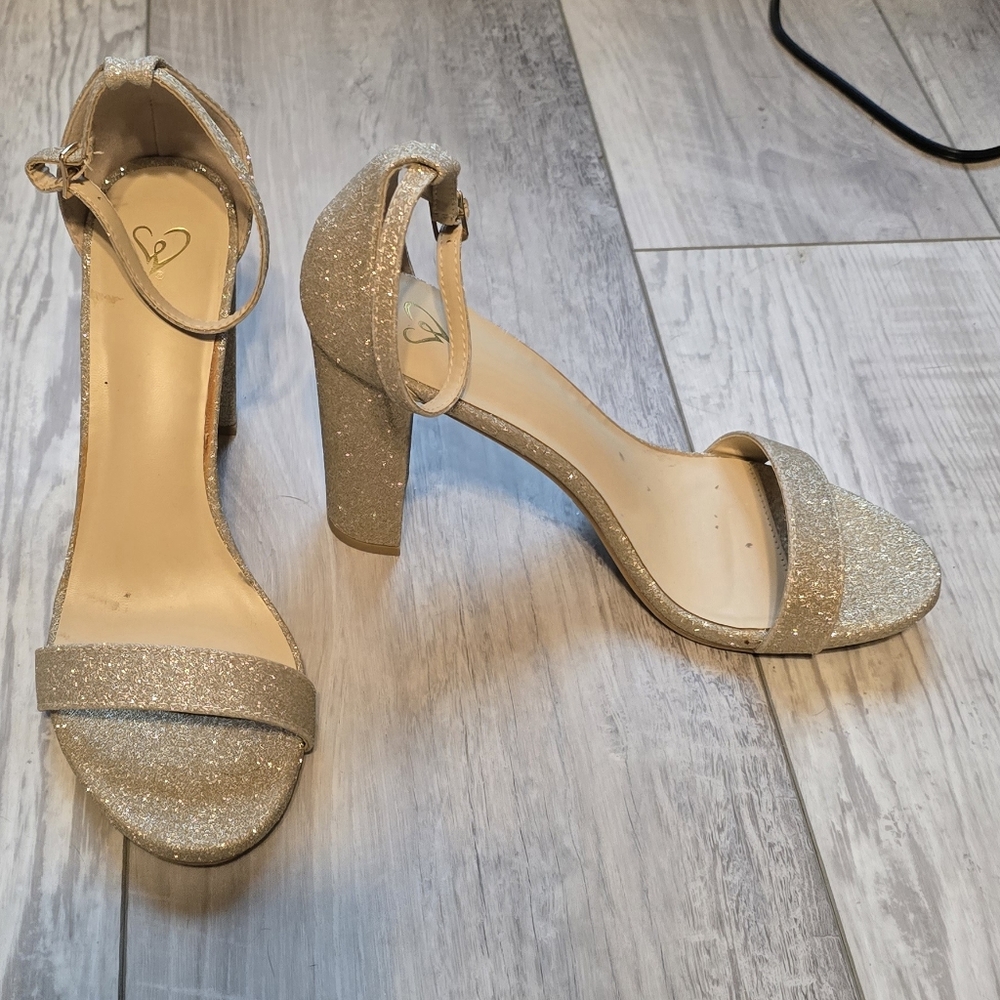 Elegant Silver Ankle Strap Heels